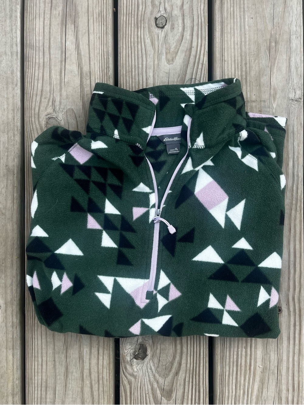 Eddie Bauer Forest Green Geometric Half-Zip Fleece